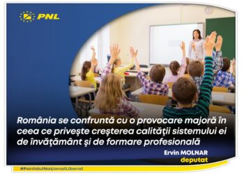 Ervin MOLNAR, deputat PNL: „Educația este un domeniu strategic şi prioritar pentru bugetul României. România se confruntă cu o provocare majoră în ceea ce priveşte creşterea calităţii sistemului ei de învăţământ şi de formare profesională.”