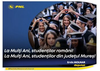 Mesajul deputatului Ervin Molnar cu ocazia Zilei Studenților:  La Mulţi Ani, studenților români! La Mulţi Ani, studenților din judeţul Mureș!