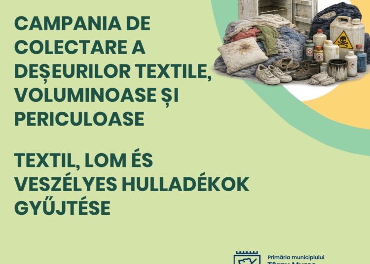 Continuă campania de colectare a deșeurilor voluminoase, textile și periculoase în Târgu Mureș!